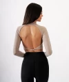 Krem Sırt Dekolte Sandy Crop
