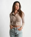 Polo Yaka Düğmeli Crop