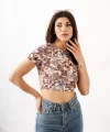 Desenli Sırt Dekolte Crop