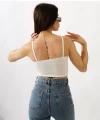 V Detay İp Askılı Crop
