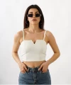 V Detay İp Askılı Crop