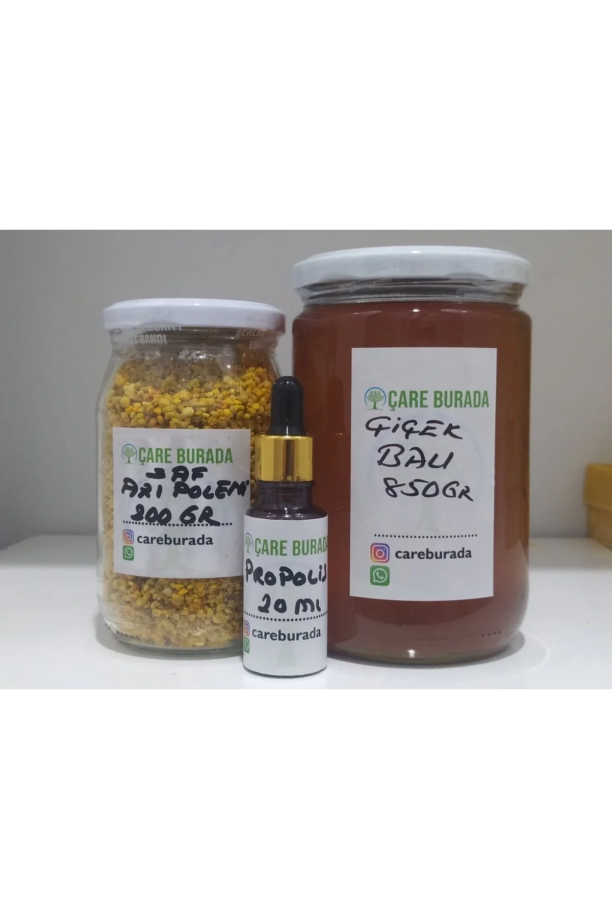 Doğal Arı Poleni 200gr+doğal Çiçek Balı 850gr+ Propolis