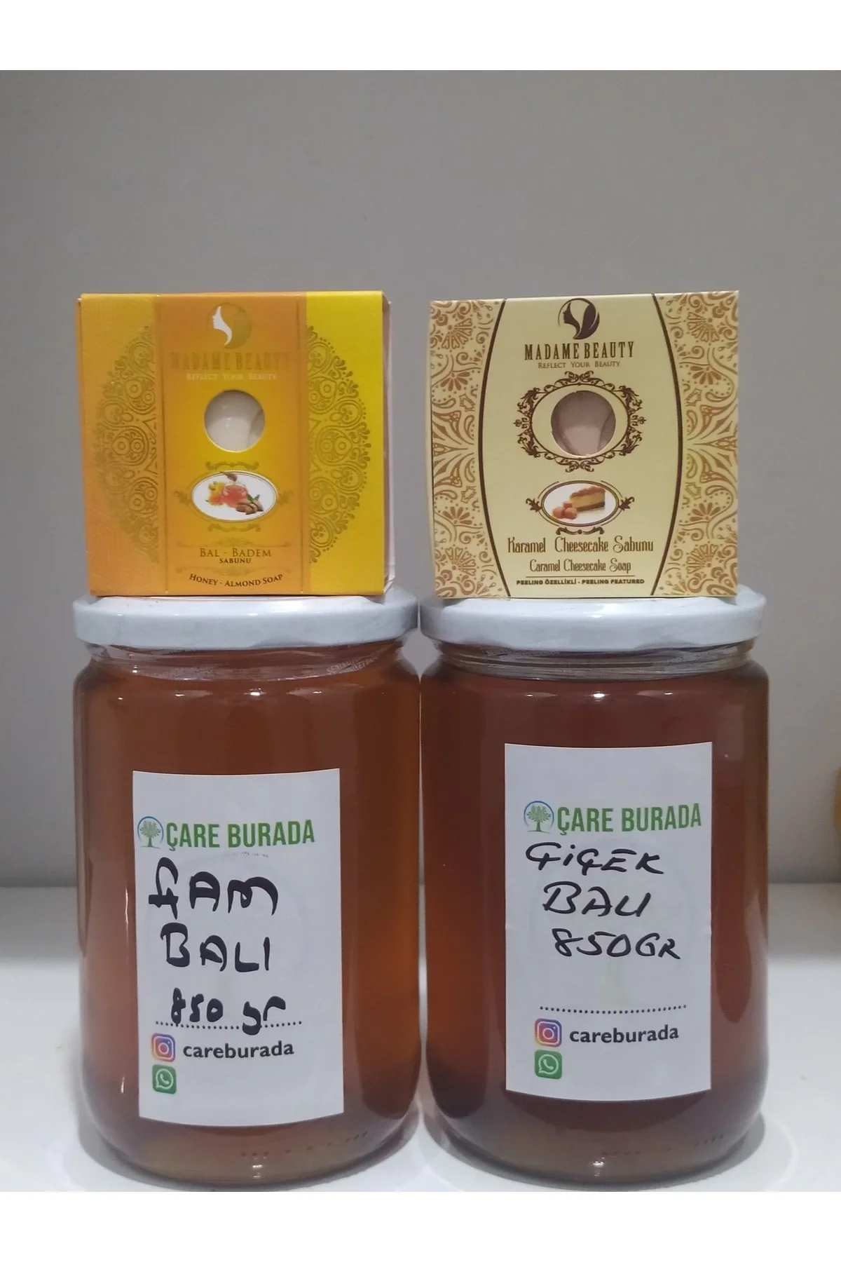 Çiçek Balı + Çam Balı 1700 Gr 2 Adet Bitkisel Sabun