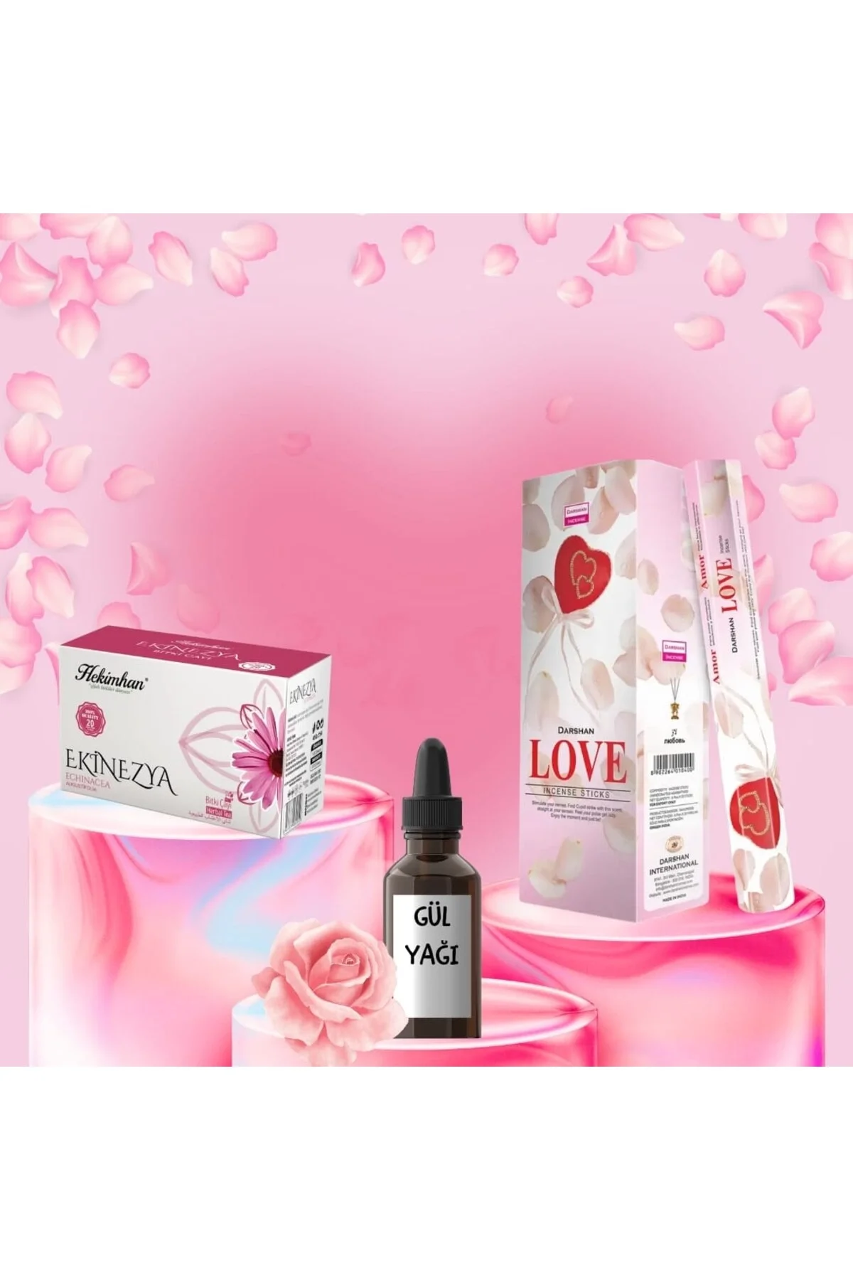 Sevgi Seti Love Tütsü 20 Çubuk + Gül Yağı 20 ml + Ekinezya Çayı 20 Poşet