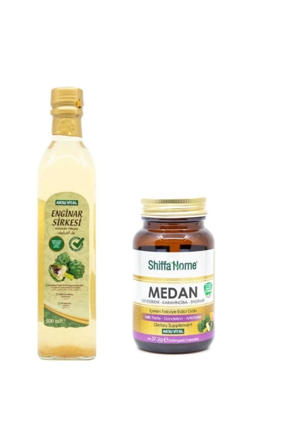 Enginar Sirkesi 500 ml + Medan Kapsülü