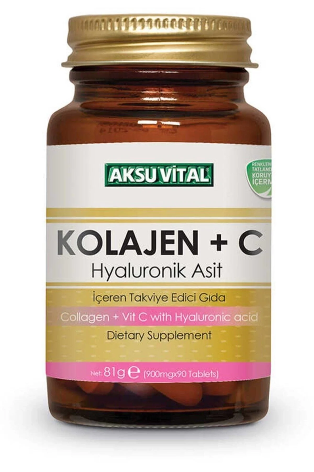Kolajen + C Vitamini Hyaluronik Asit Aksuvital 900 Mg 90 Kapsül
