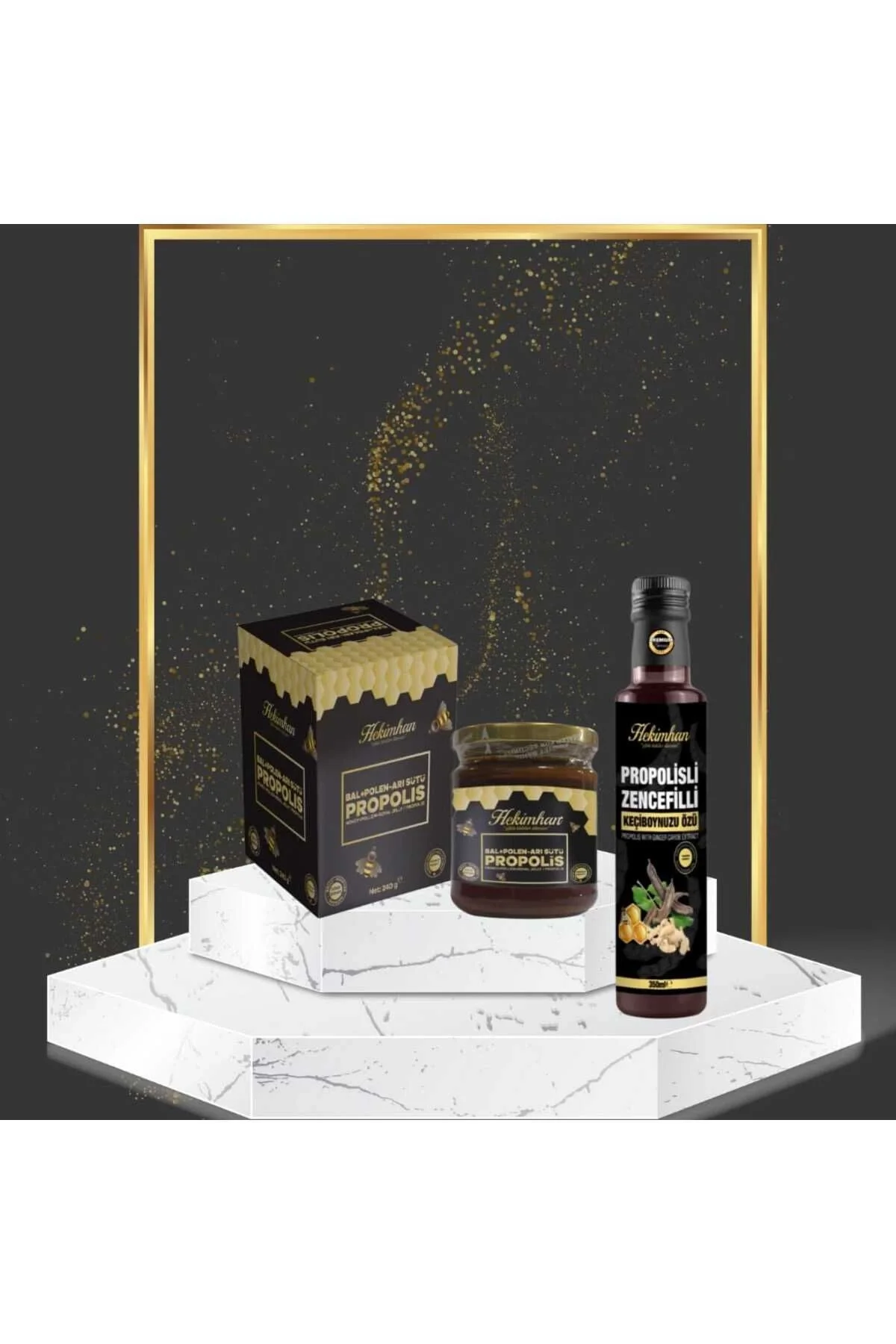 Bal Polen Arı Sütü Propolis 240 gr Propolisli Zencefilli Keçiboynuzu Özü 350 gr