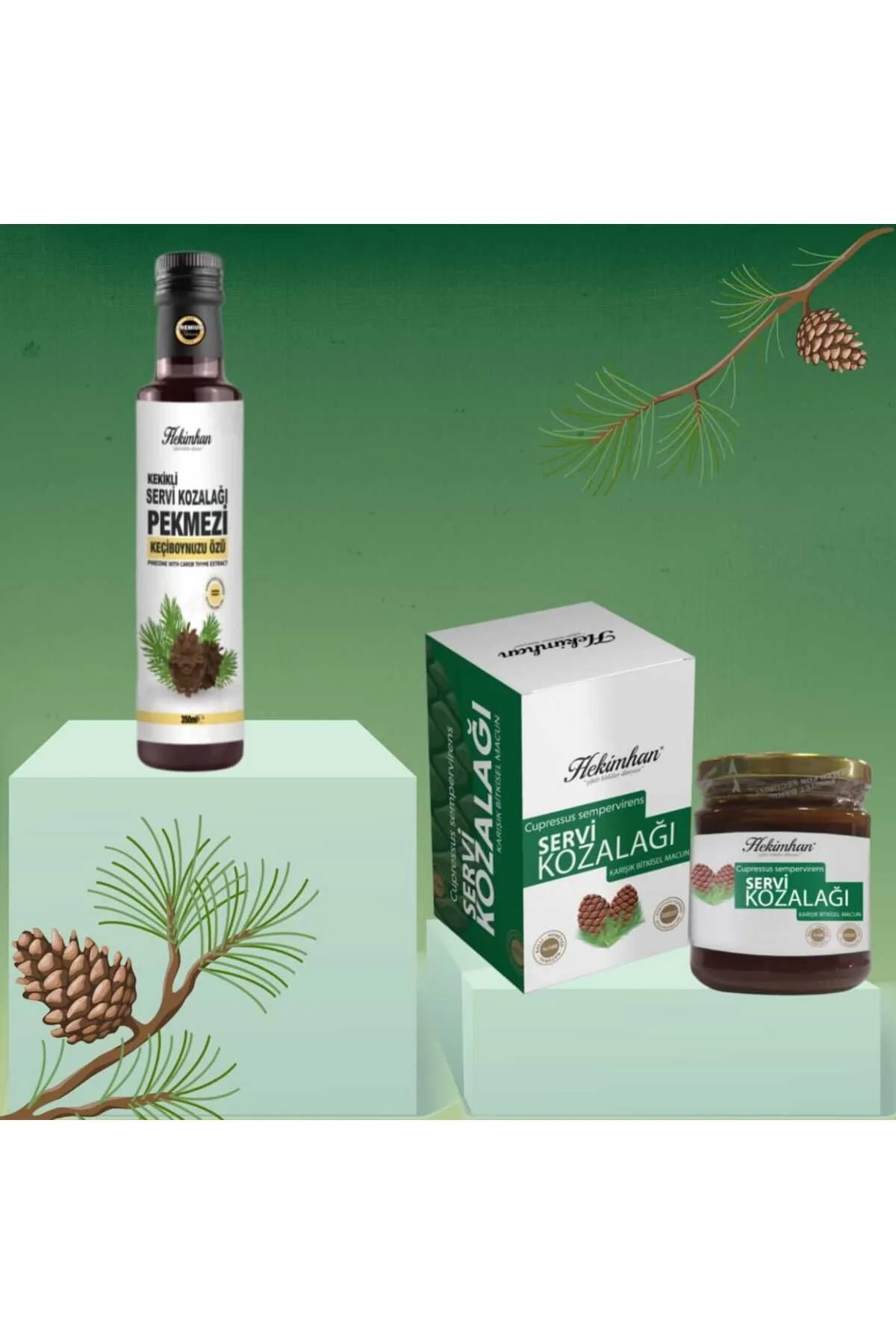 Servi Kozalağı Macunu 240 gr + Kekikli Servi Kozalağı Pekmezi Keçiboynuzu özü 350 gr