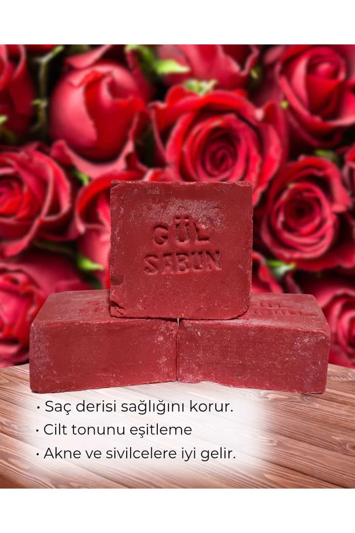 Gül Sabunu İçin Doğal El Yapımı 3 adet