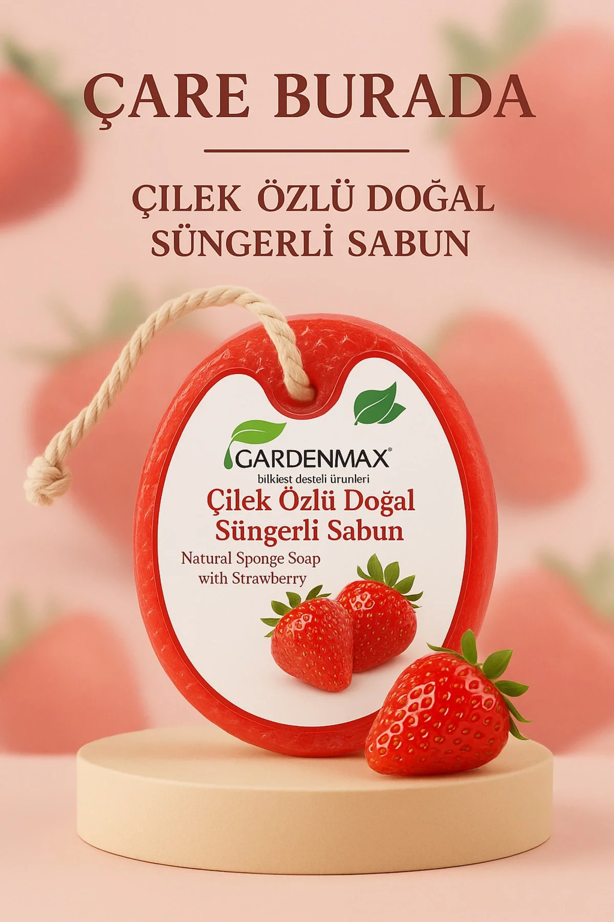 Gardenmax - Çilek Özlü Doğal Süngerli Sabun