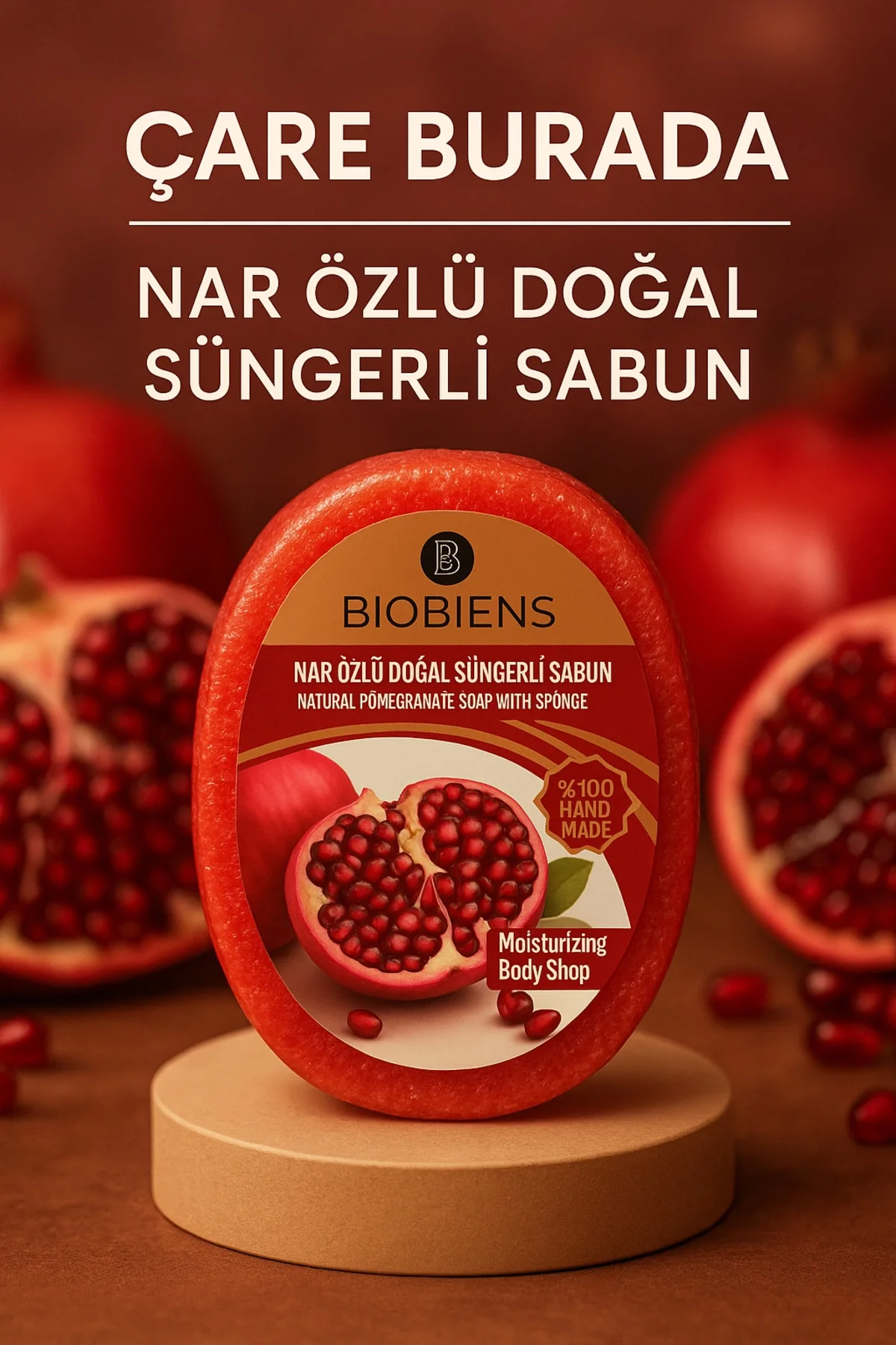 Biobiens - Nar Özlü Doğal Süngerli Sabun 135 gr