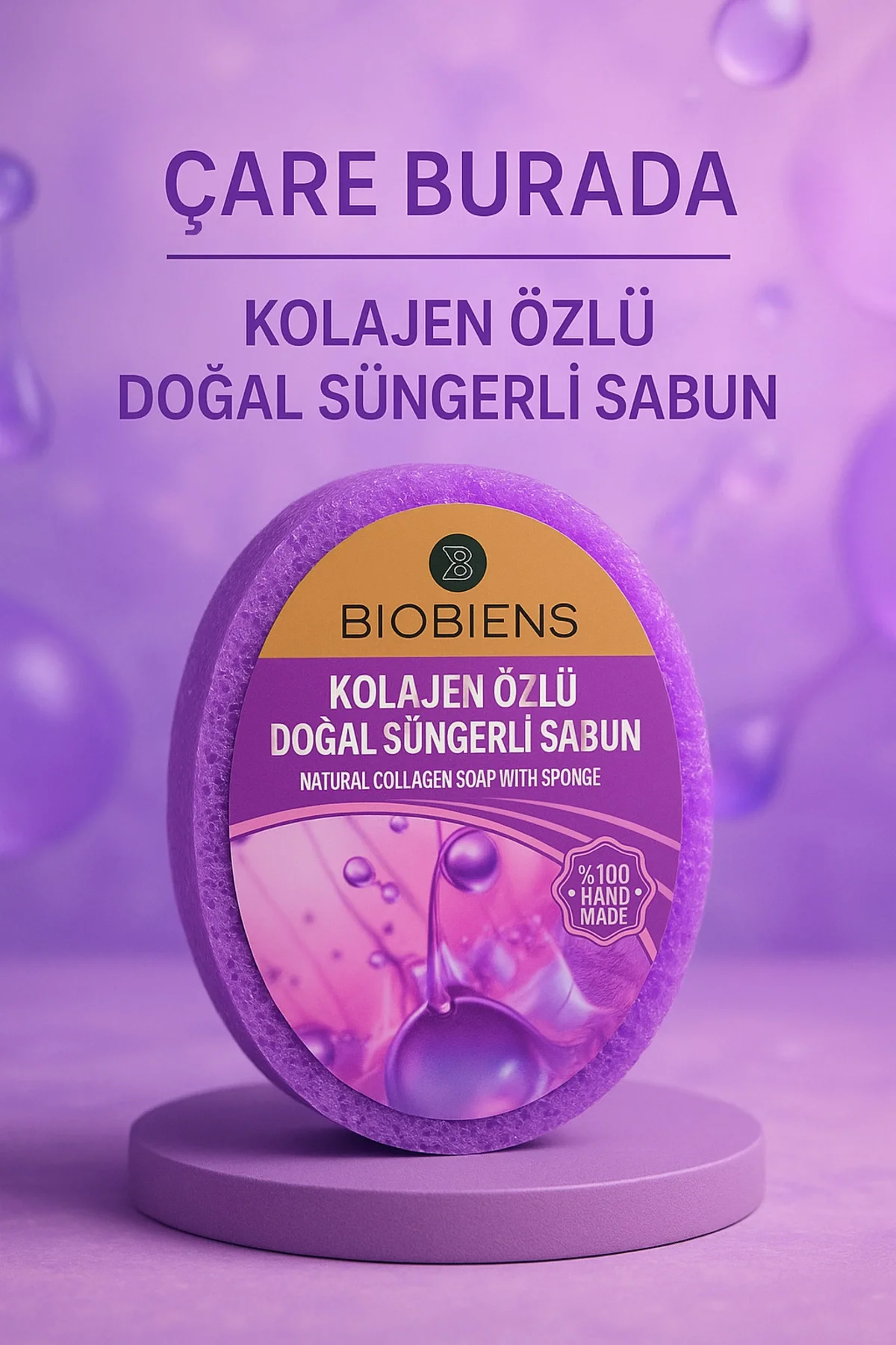 Biobiens - Kolajen Özlü Doğal Süngerli Sabun 135 gr
