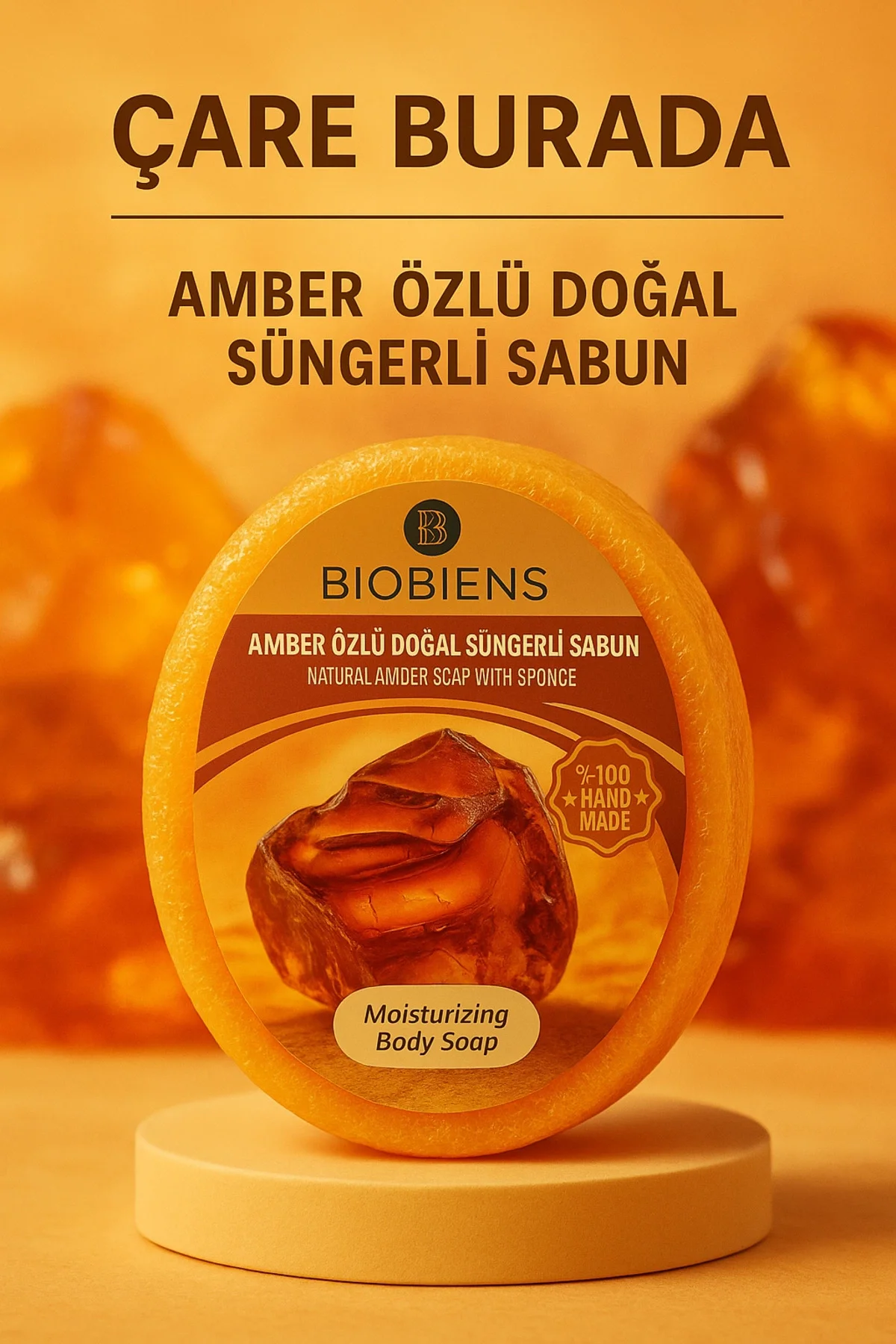 Biobiens - Amber Özlü Doğal Süngerli Sabun 135 gr