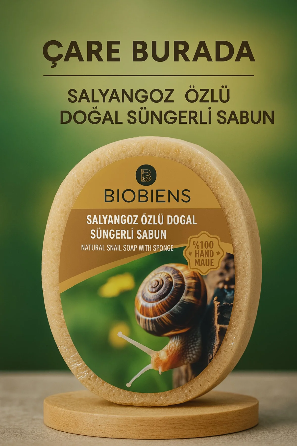 Biobiens - Salyangoz Özlü Doğal Süngerli Sabun 135 gr