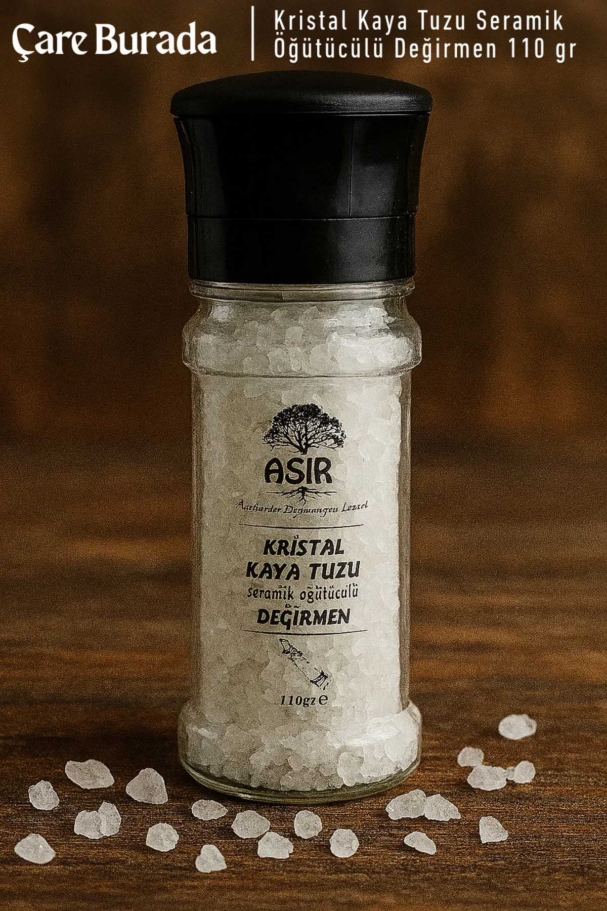Asır - Kristal Kaya Tuzu Seramik Öğütücülü Değirmen 110 Gr