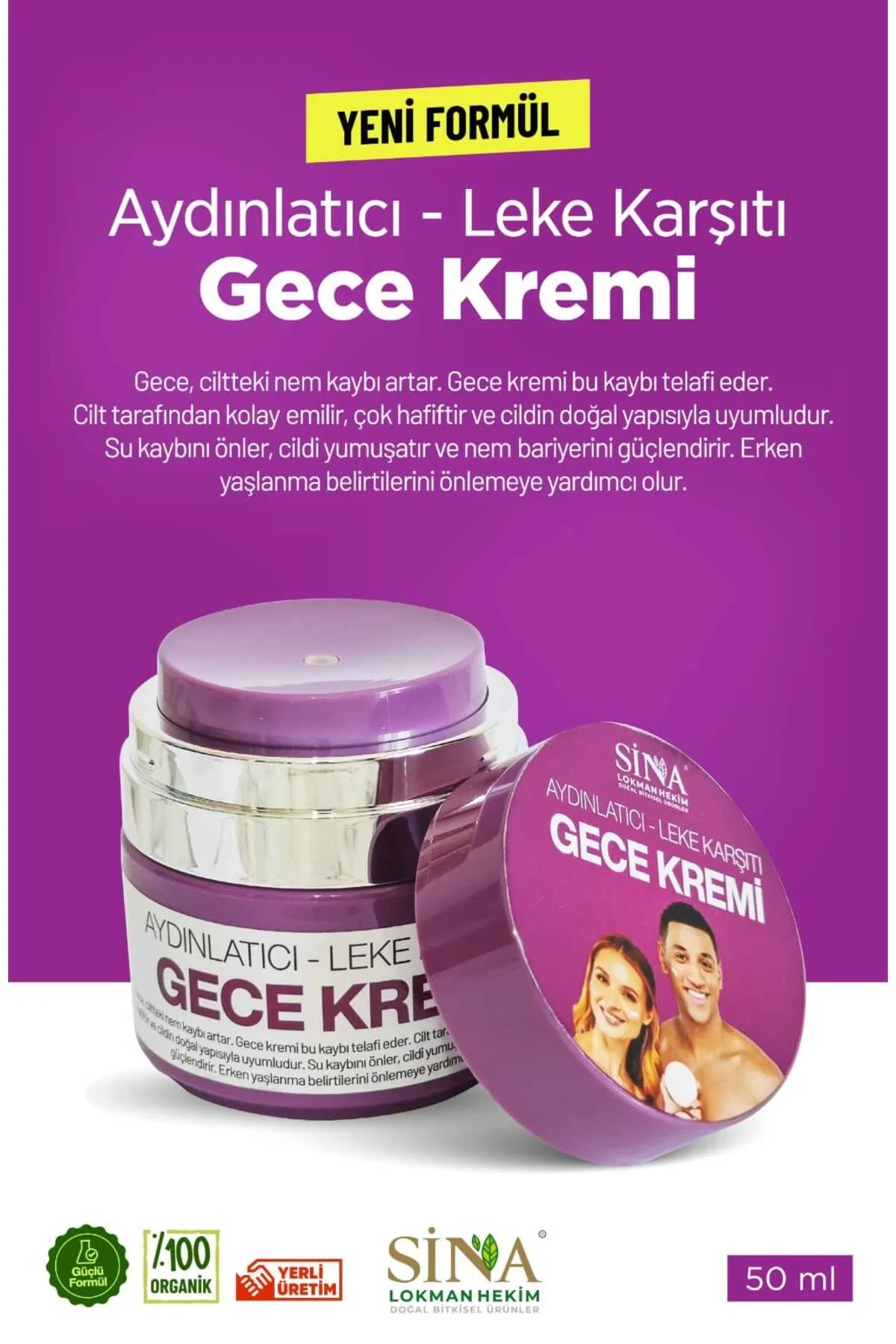 Sina - Aydınlatıcı & Leke Karşıtı Gece Kremi 50 ml