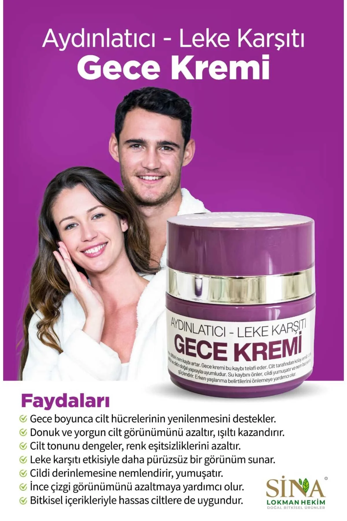 Sina - Aydınlatıcı & Leke Karşıtı Gece Kremi 50 ml