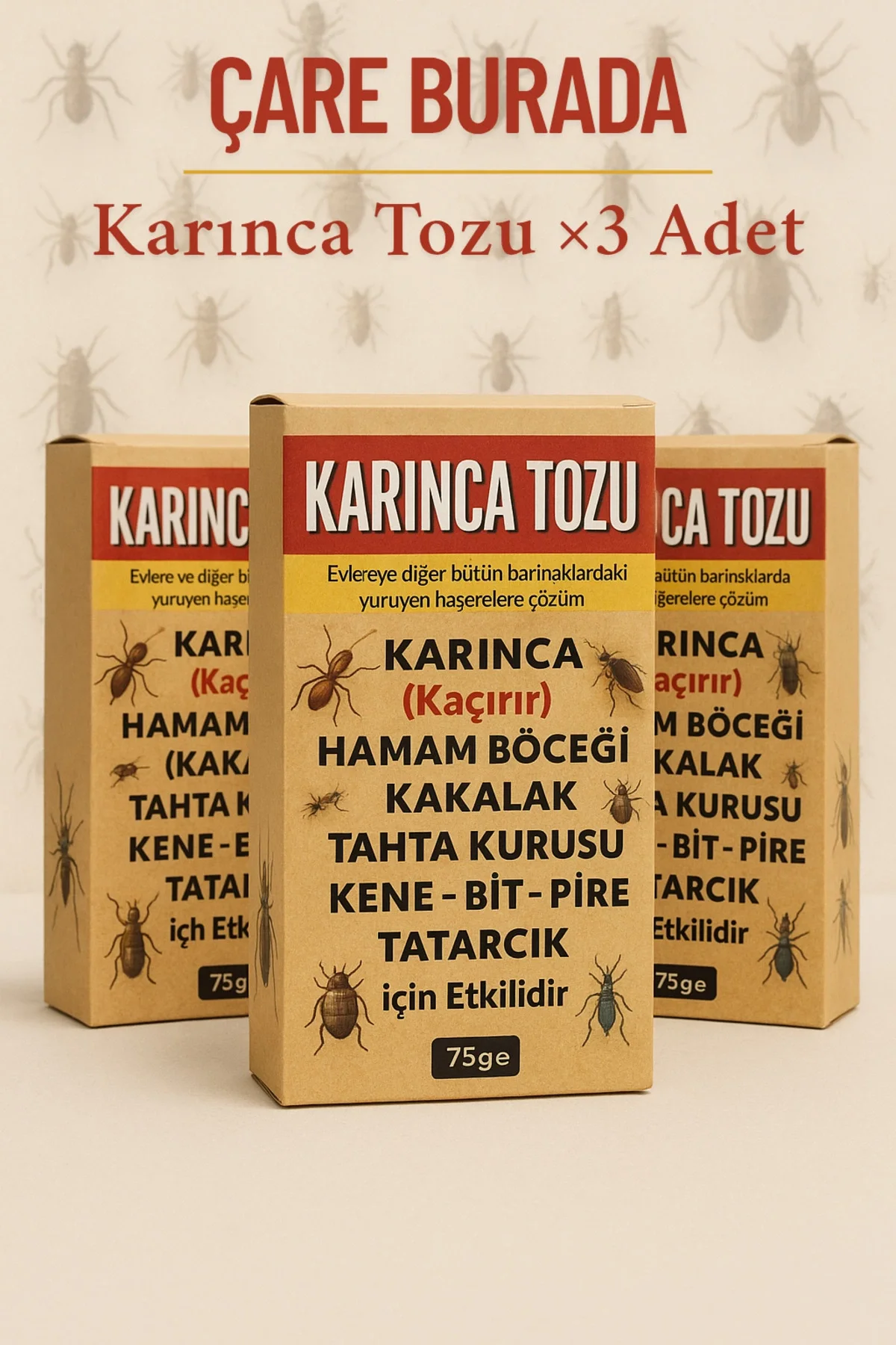 Karınca Tozu ×3 Adet (Kene & Bit & Pire & Tahta Kurusu & Hamam Böceği)