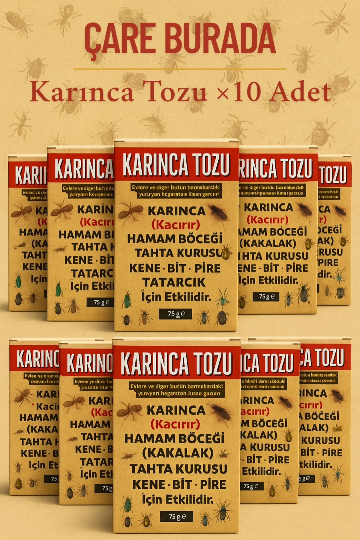 Karınca Tozu ×10 Adet (Kene & Bit & Pire & Tahta Kurusu & Hamam Böceği)