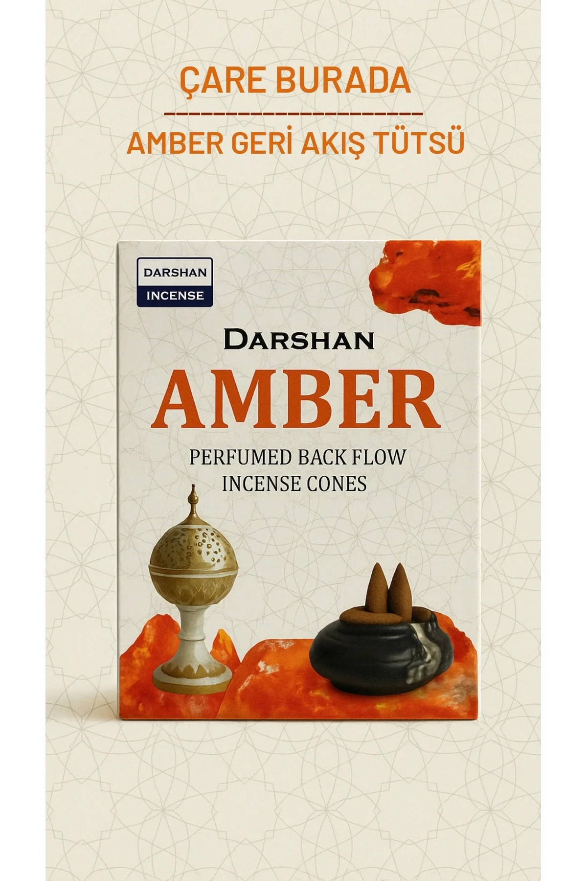 Darshan Incense - Amber Geri Akış Tütsü (10 Adet Geri Akış Tütsü)
