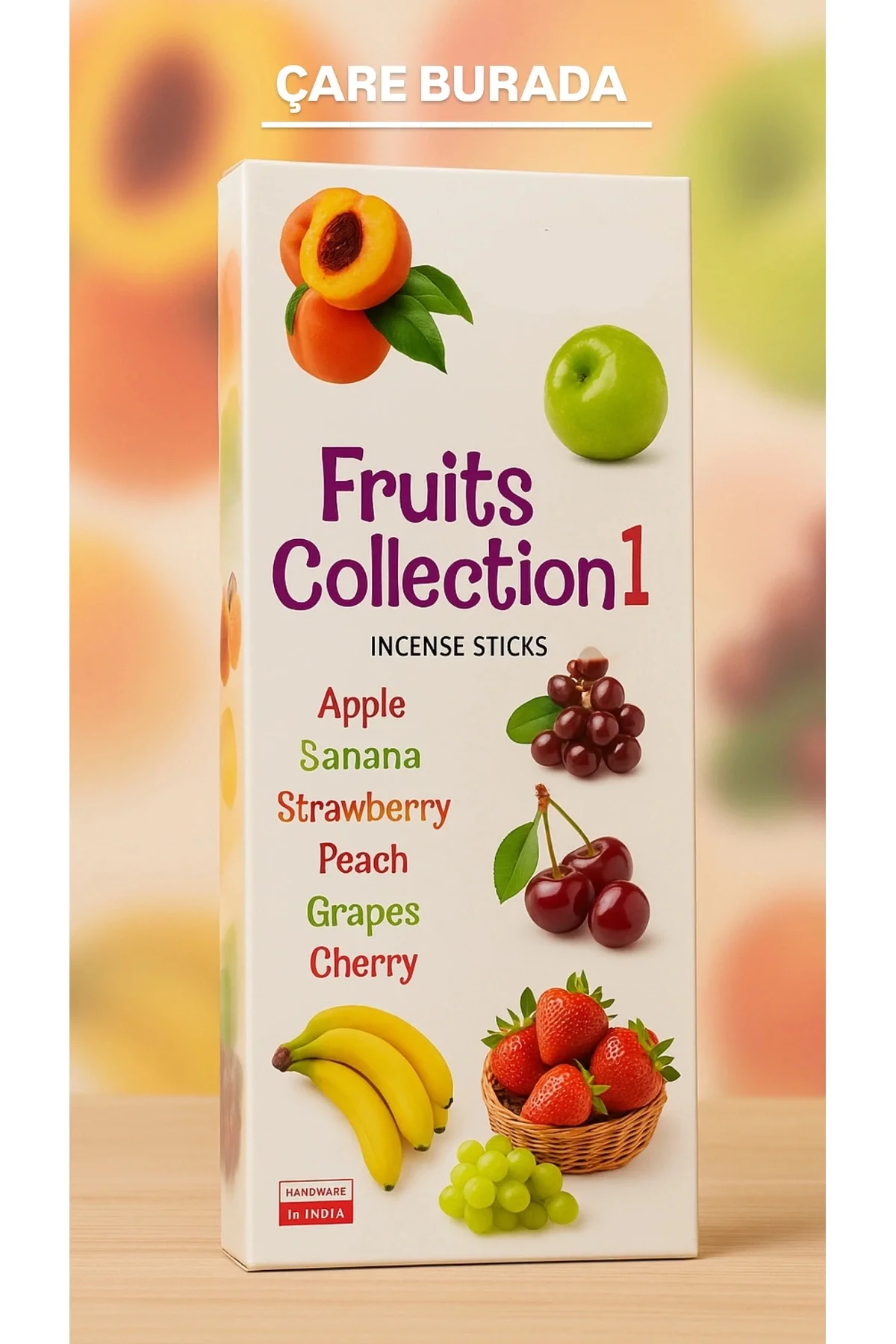 Darshan Incense - Fruits Collection 20'li Çubuk Tütsü (Çilek & Muz & Elma & Üzüm & Kiraz & Şeftali)