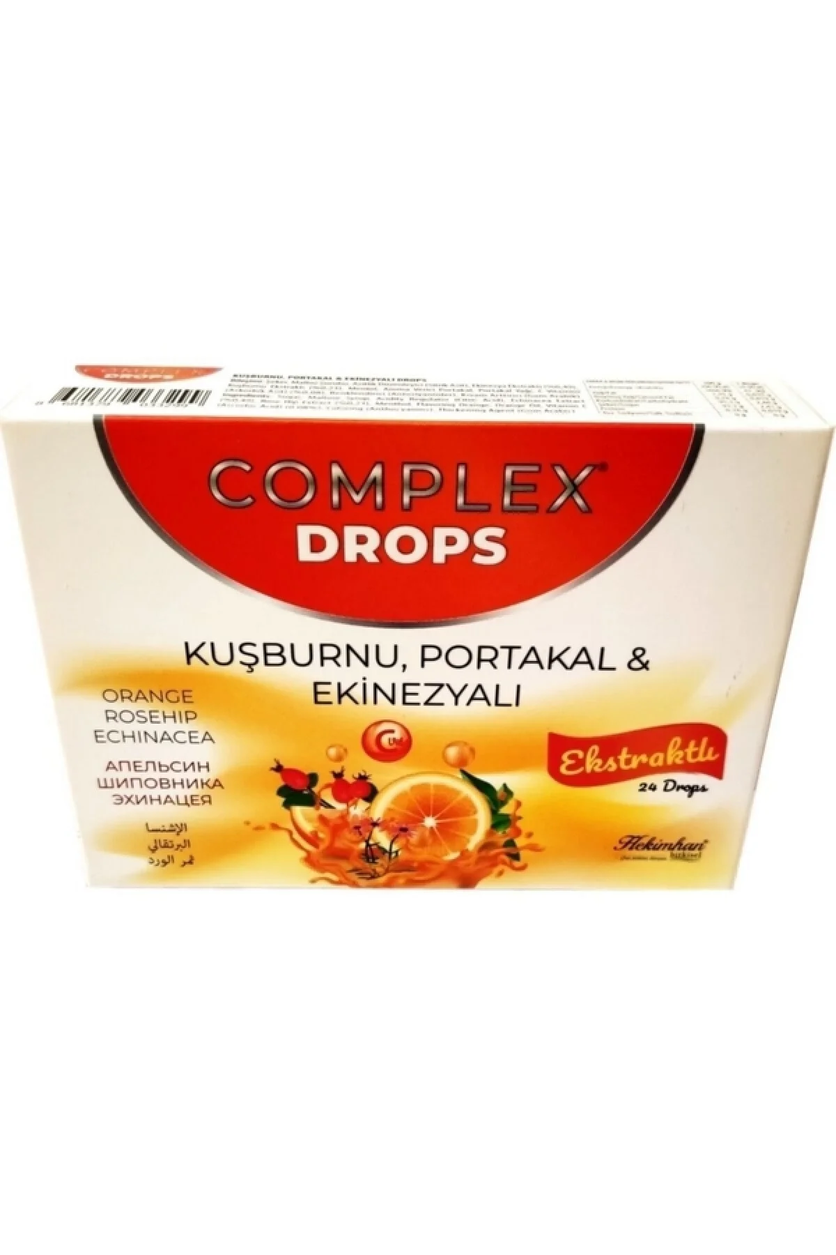 Complex Kuşburnu Portakal Ekinezyalı Drops 24 Adet 62 G 12 Adet
