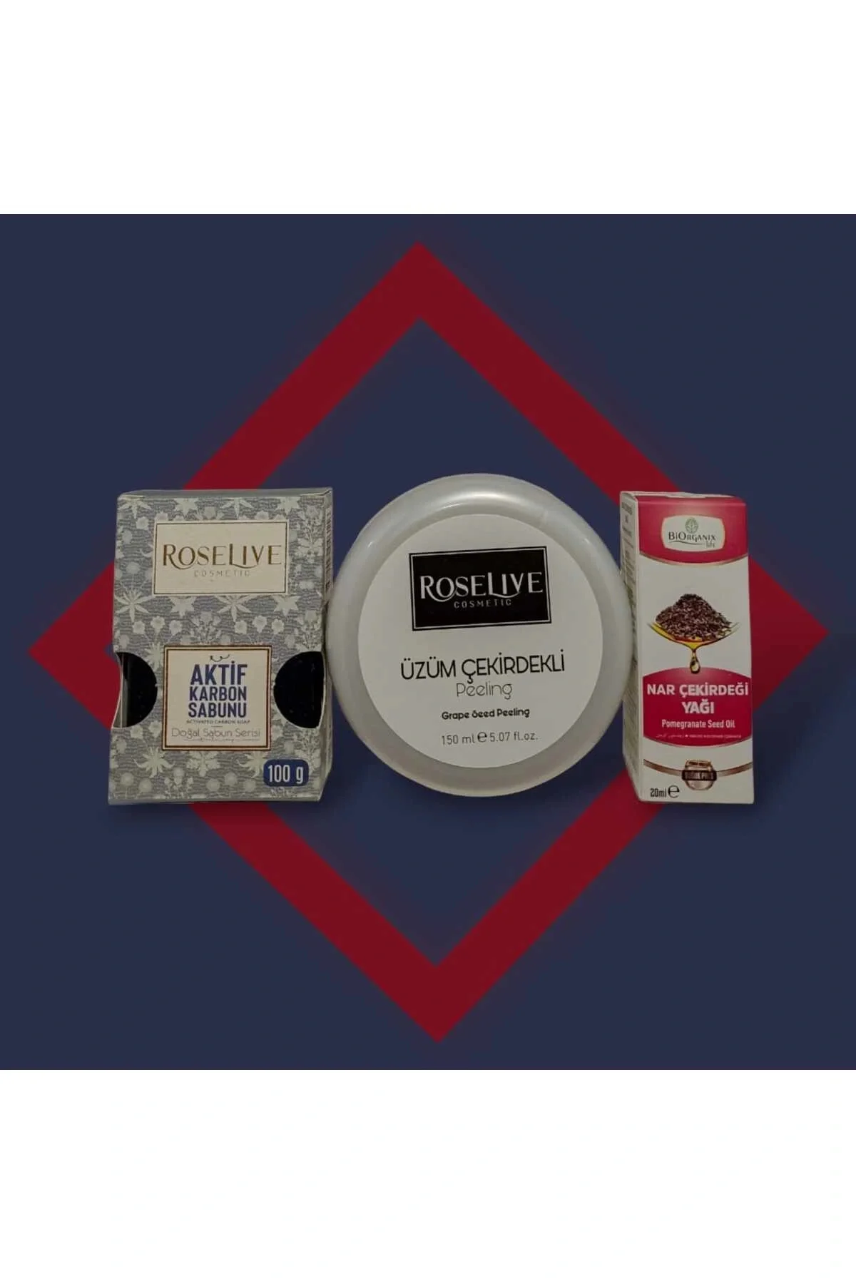 Karbon Sabunu+Üzüm Çekirdekli peeling+Nar Çekirdeği Yağı (Cilt Yenileme )