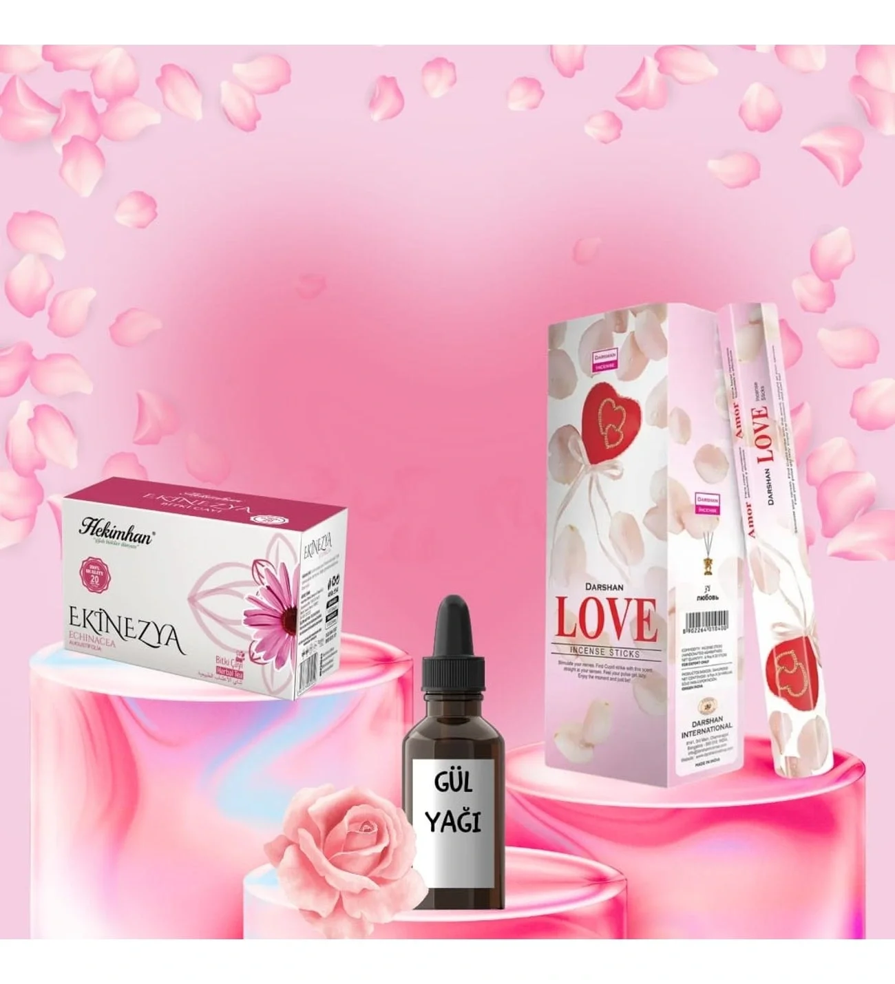 Sevgi Seti Love Tütsü 20 Çubuk + Gül Yağı 20 Ml + Ekinezya Çayı 20 Poşet