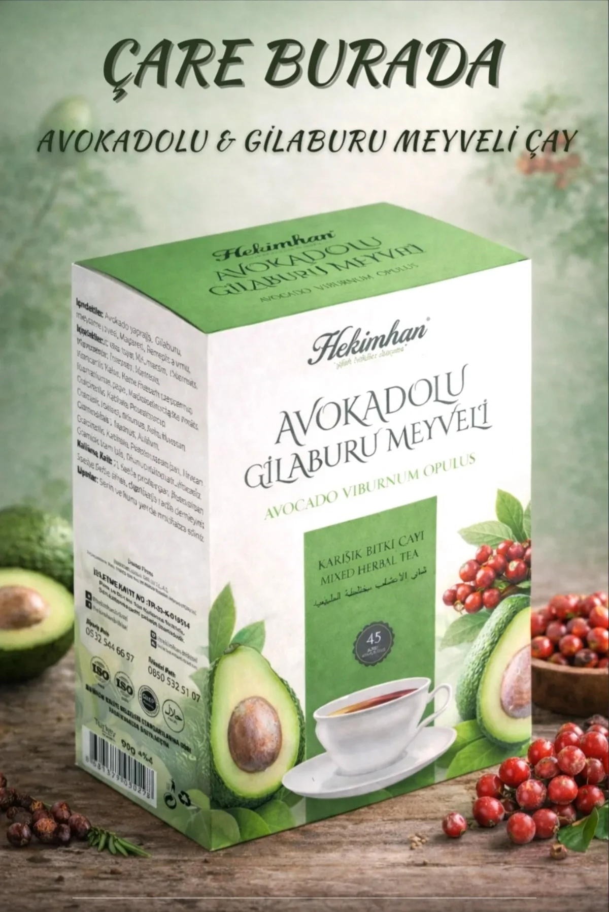 Avokadolu Karışık 45'li Süzen Poşet Çay Sallama Bitki Çay, Demleme Bitki Çayı