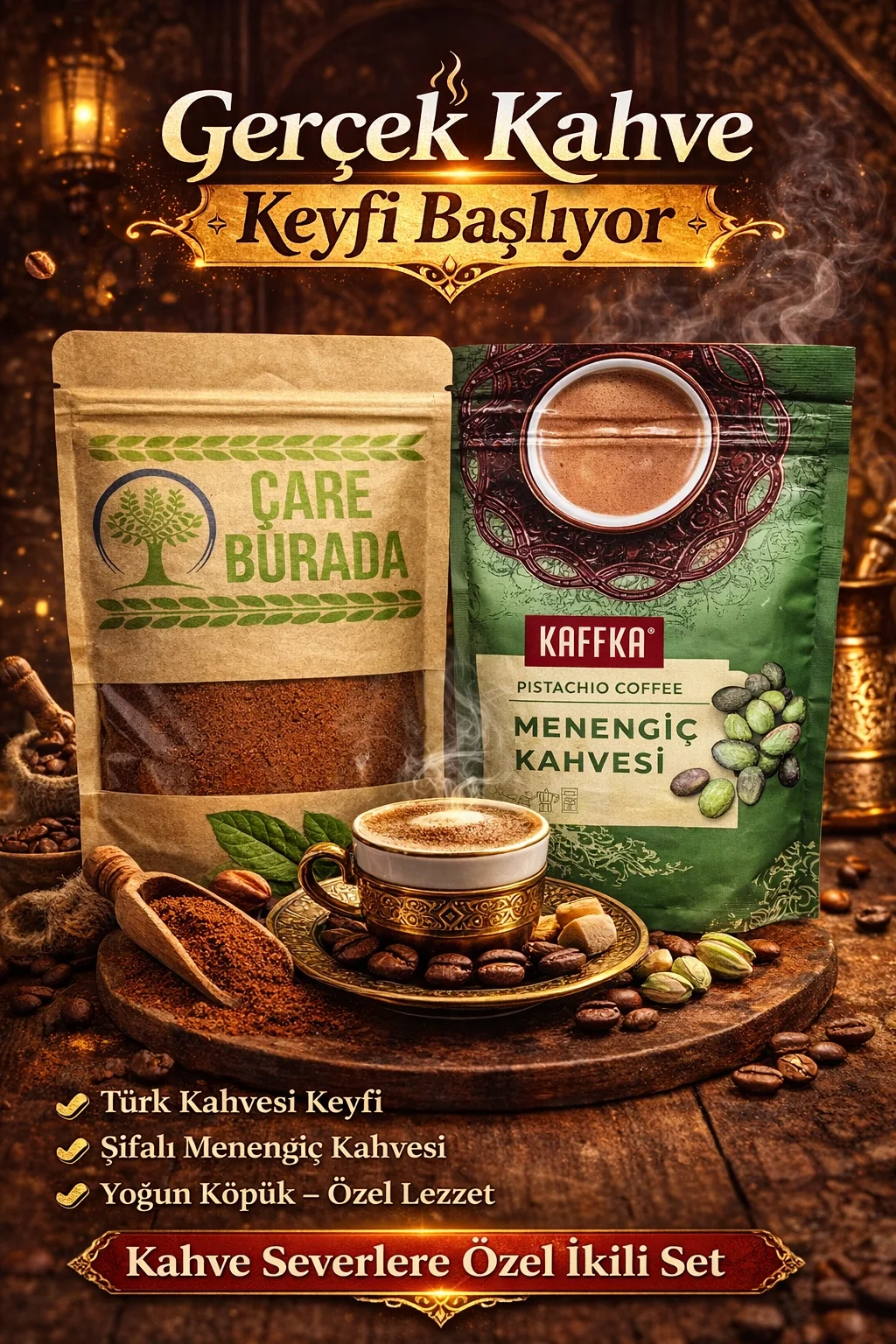 ÇareBurada 150 G Türk Kahvesi + Kaffka Menengiç Kahvesi 150 G
