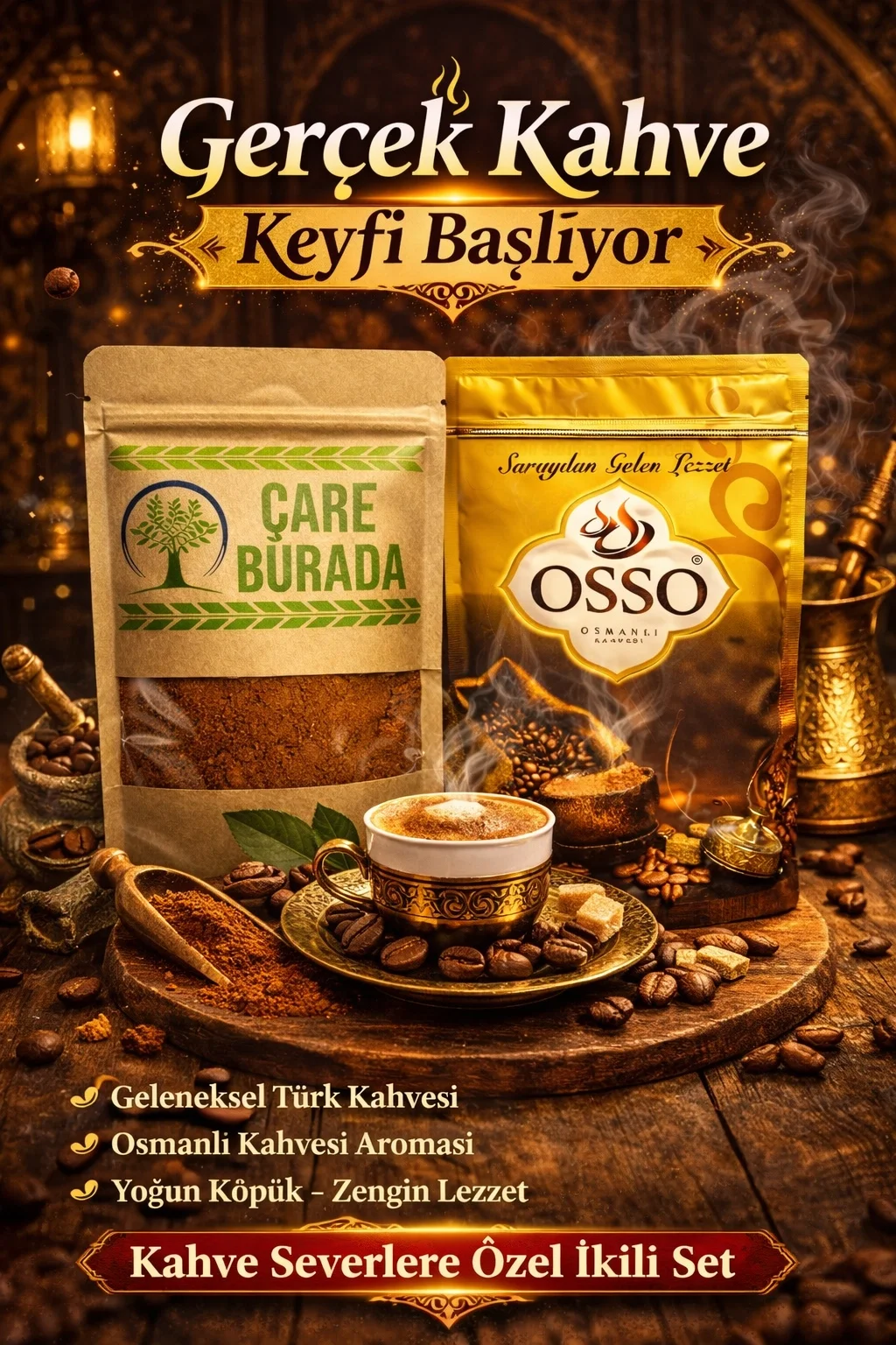 ÇareBurada 150 G Türk Kahvesi + OSSO Osmanlı Kahvesi 150 G