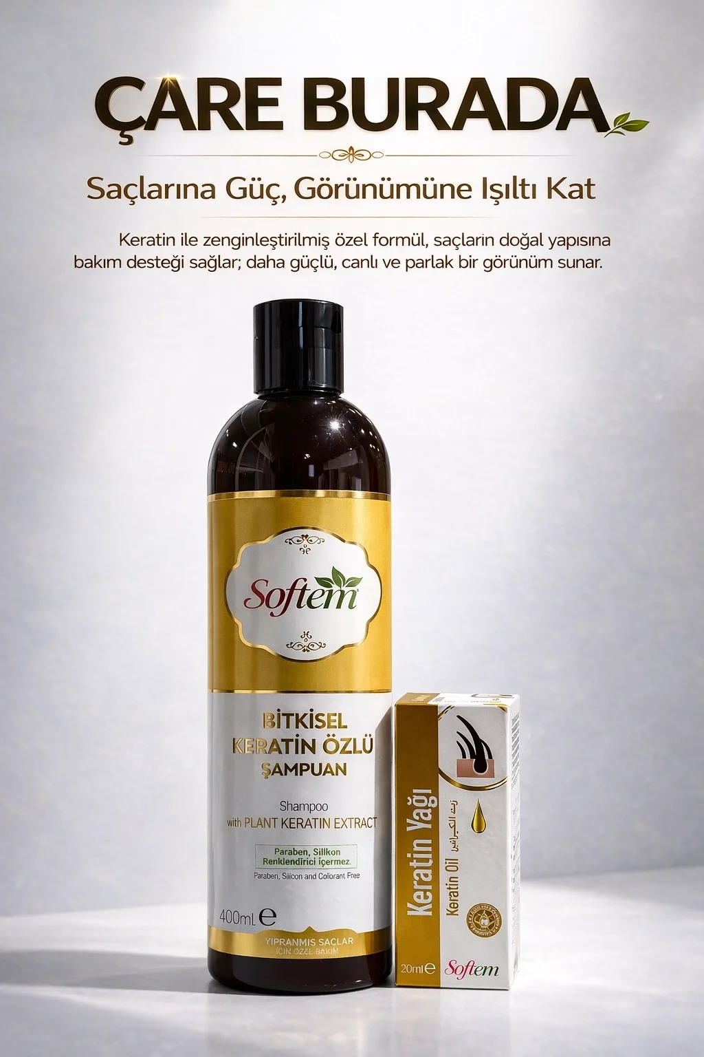 ÇareBurada Keratin Özlü Şampuan 400 ml + Keratin Yağı 20 ml