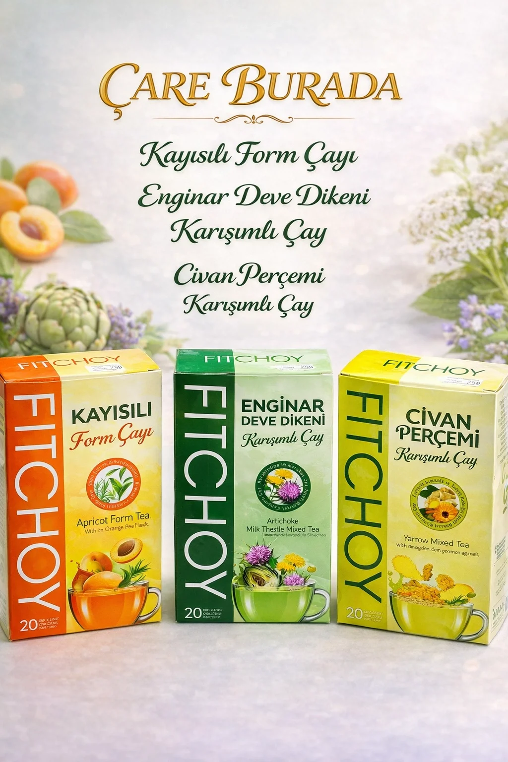 Karaciğer Destekleyici Çay Seti (Kayısılı Çay 45'li & Enginar - Devedikenli Çay 45'li & Civanperçemli Çay 45'li)