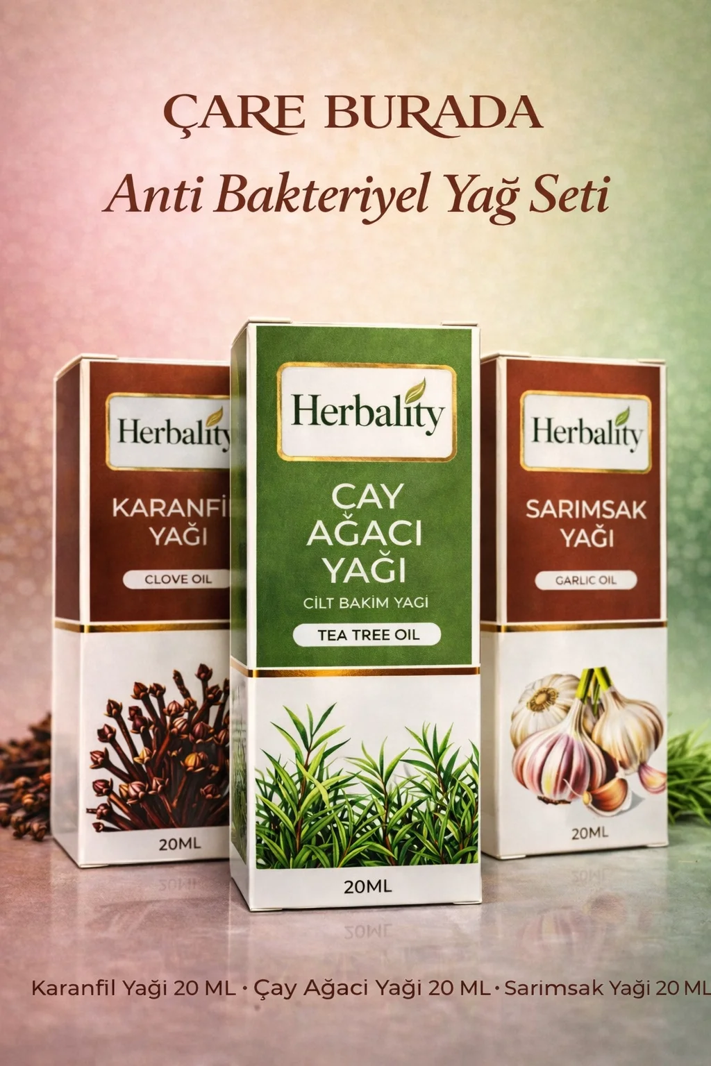 Antibakteriyel Yağ Seti ( Karanfil Yağı & Çay Ağacı Yağı & Sarımsak Yağı)