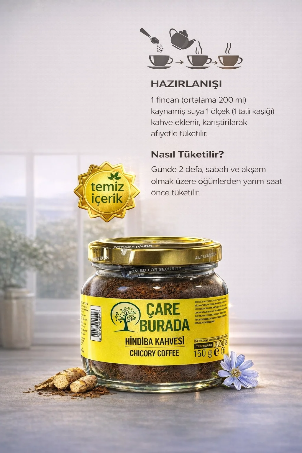 ÇareBurada Hindiba Kahvesi 150 g - Yumuşak İçim & Dengeli Aroma