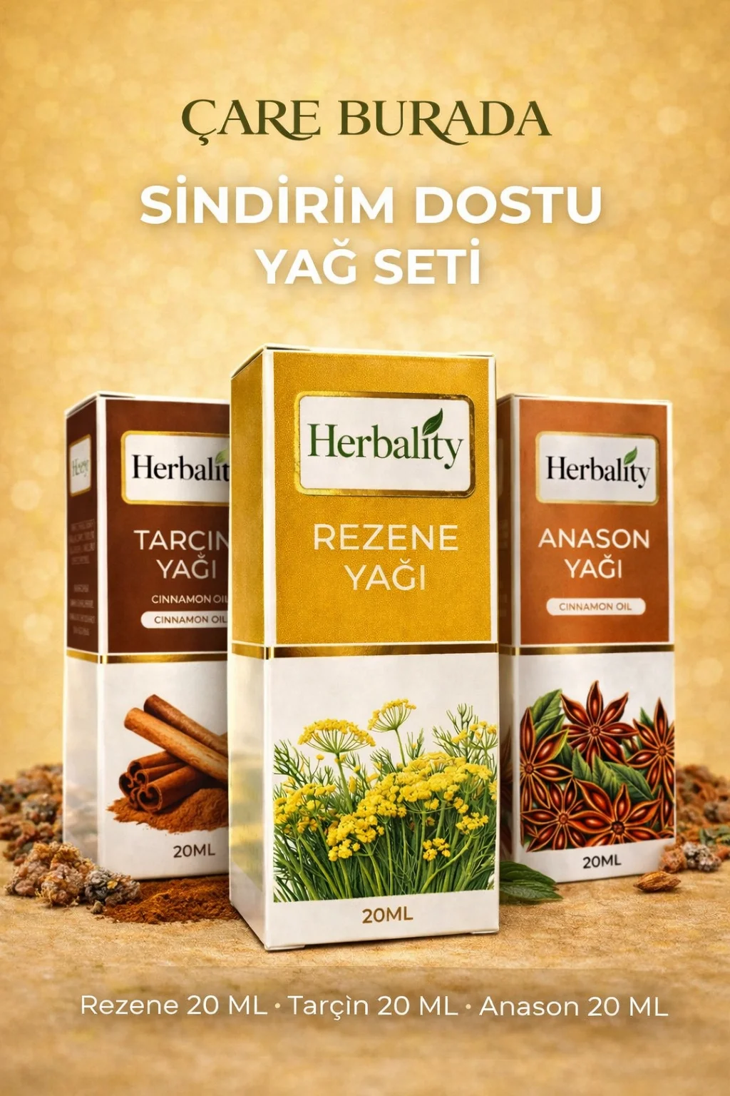 Sindirim Dostu Yağ Seti (Anason Yağı 20 Ml, Rezene Yağı 20 Ml, Tarçın Yağı 20 Ml)