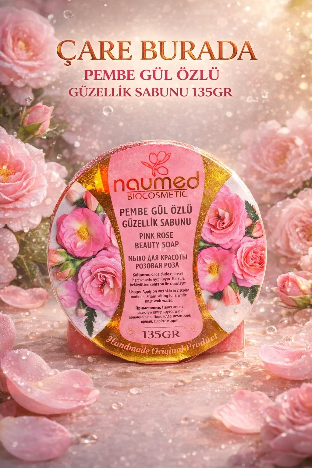 Naumed Biocosmetic - Pembe Gül Özlü Güzellik Sabunu
