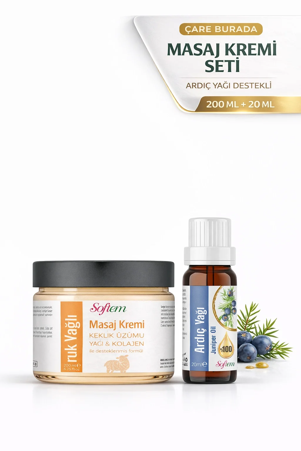 Softem Kuyruk Yağlı & Keklik Üzümlü Masaj Kremi 200 ml | ShiffaHome Ardıç Yağı 20 ml
