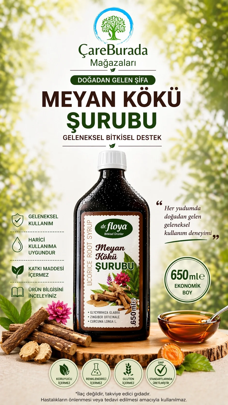 ÇareBurada Meyan Kökü Şurubu 650 ml