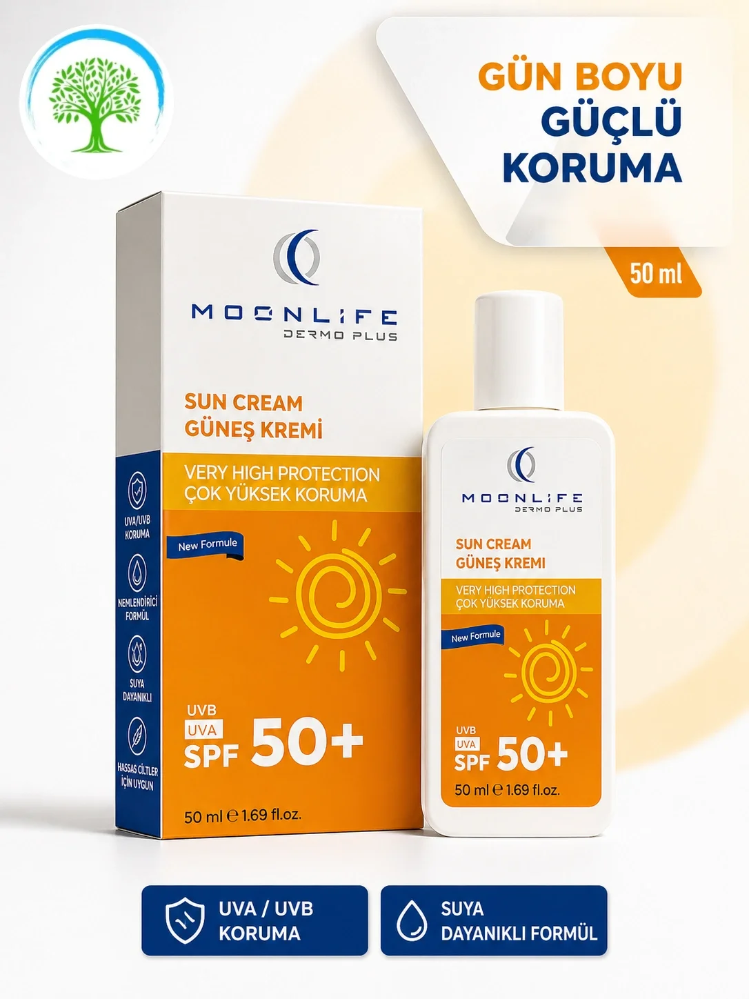 ÇareBurada Dermo Plus SPF 50+ Güneş Kremi 50 ml - UVA/UVB Koruma, Suya Dayanıklı Formül