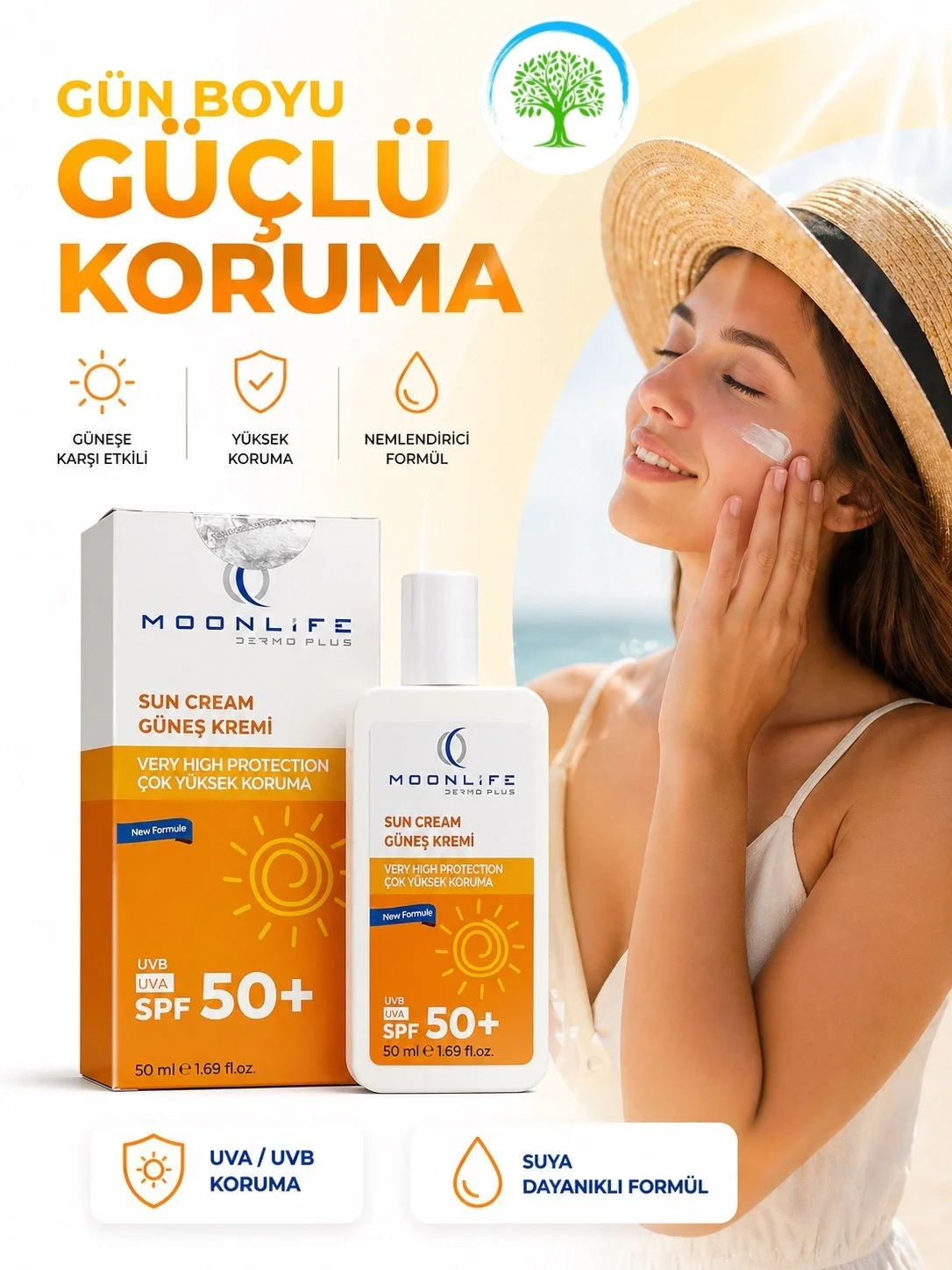 ÇareBurada Dermo Plus SPF 50+ Güneş Kremi 50 ml - UVA/UVB Koruma, Suya Dayanıklı Formül