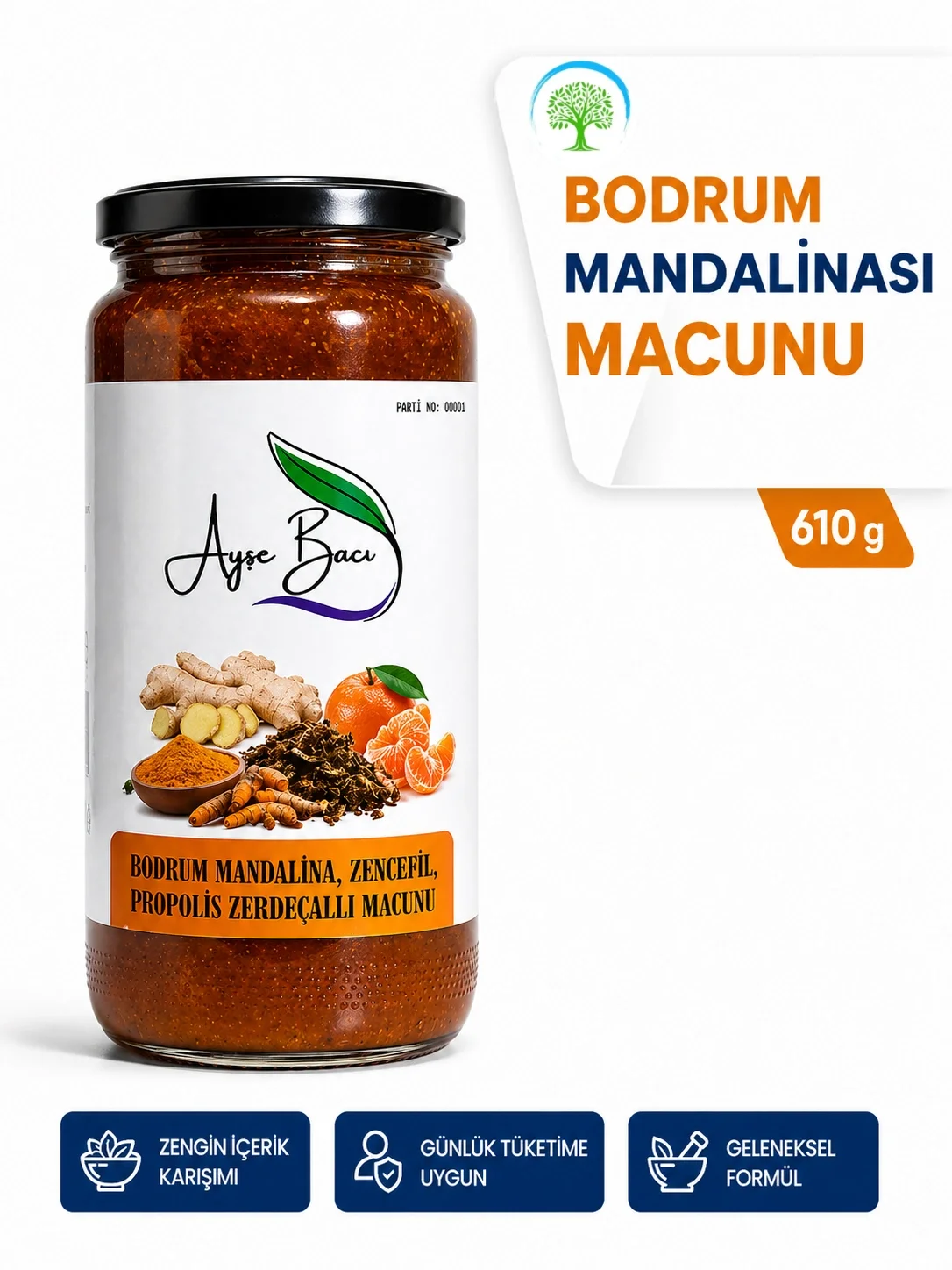 ÇareBurada Bodrum Mandalinası Macunu 610 g - Zencefil, Propolis ve zerdeçal İçeren Karışım