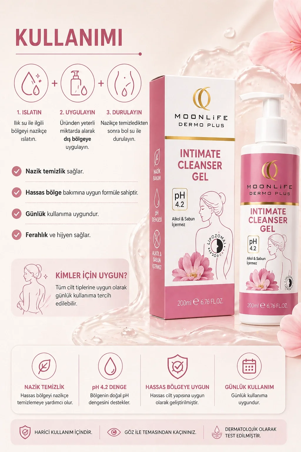 ÇareBurada Dermo Plus İntim Jel Intimate Cleanser Jel 200 ml - Hassas Bölge İçin Nazik ve Günlük Bakım
