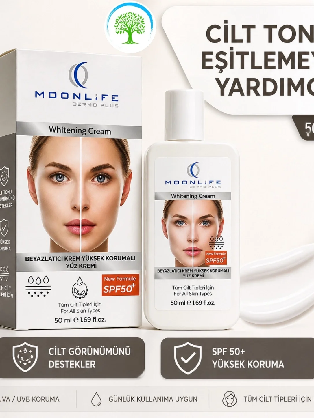 ÇareBurada Dermo Plus Cilt Tonu Eşitleyici Yüz Kremi 50 ml | SPF 50+ Koruma