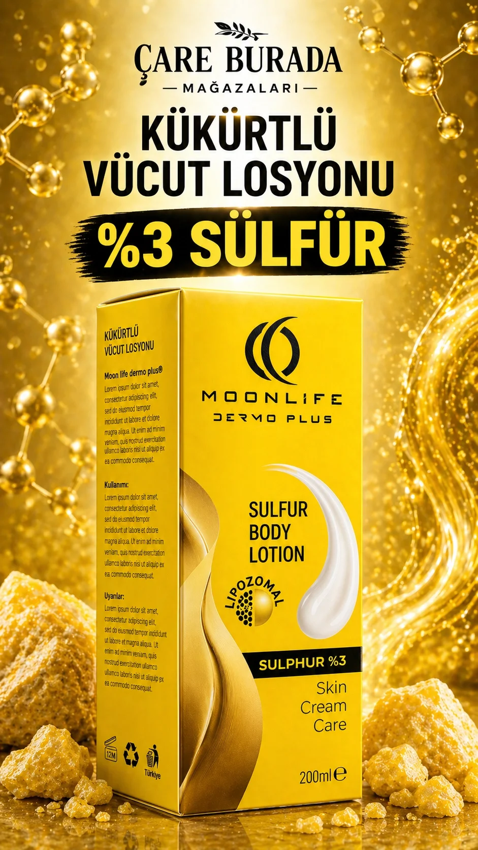 Moonlife - Kükürtlü Vücut Losyonu 200 Ml (%3 Sülfür)