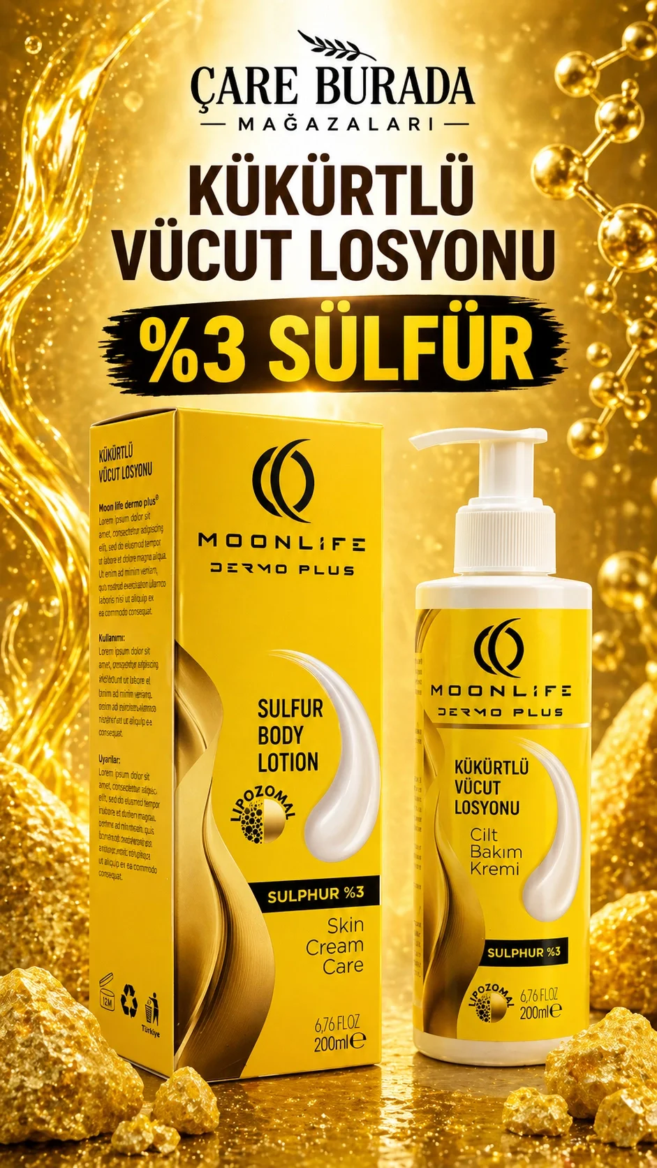 Moonlife - Kükürtlü Vücut Losyonu 200 Ml (%3 Sülfür)