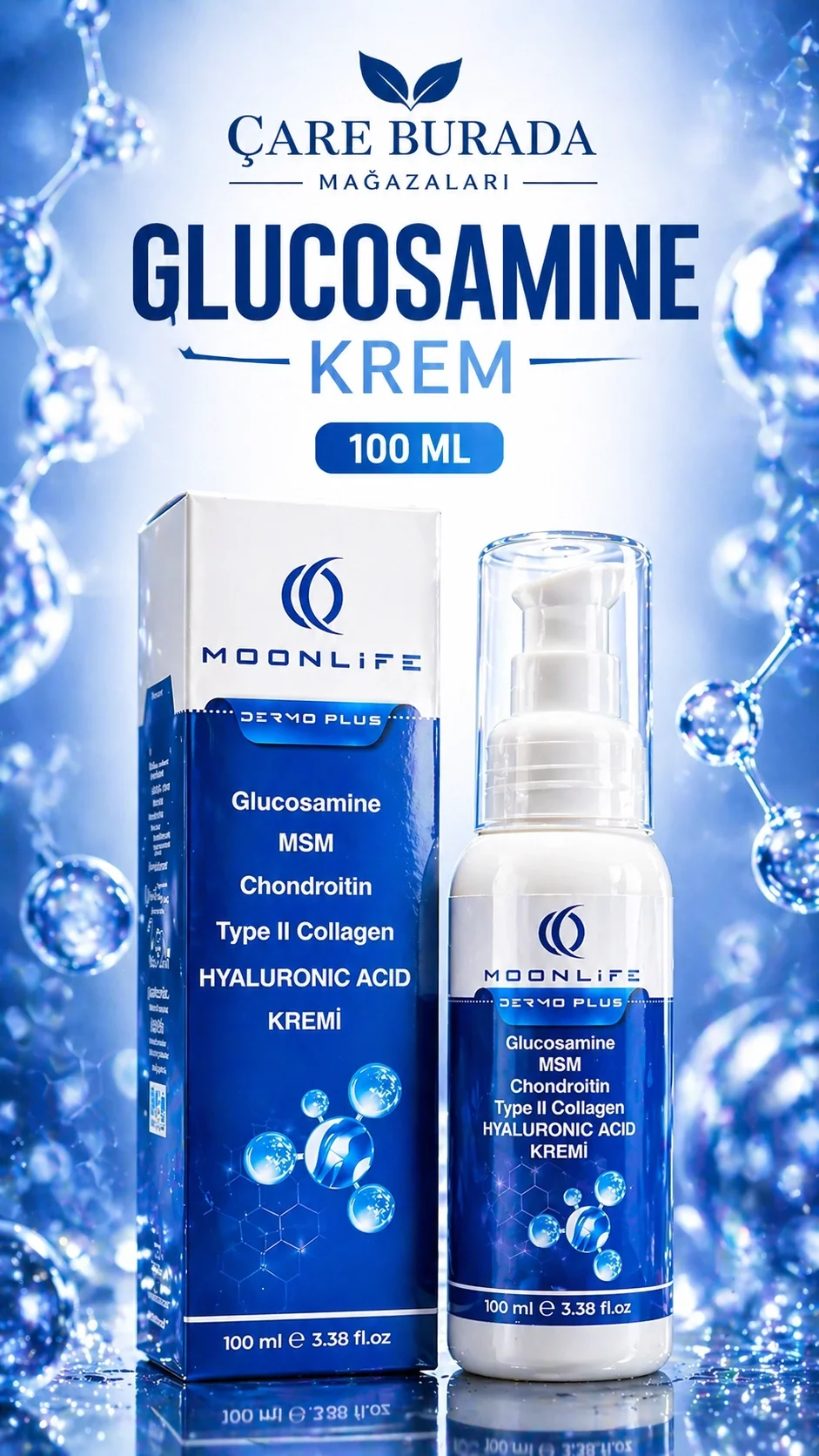 Glukozamin Bakım Kremi 100 Ml (MSM & Chondroitin & Type 2 Kolajen & Hyaluronic Acid)