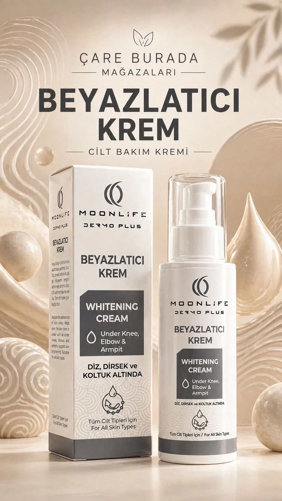 Moonlife - Beyazlatmaya Yardımcı Krem 100 Ml (Diz & Dirsek & Koltukaltı)