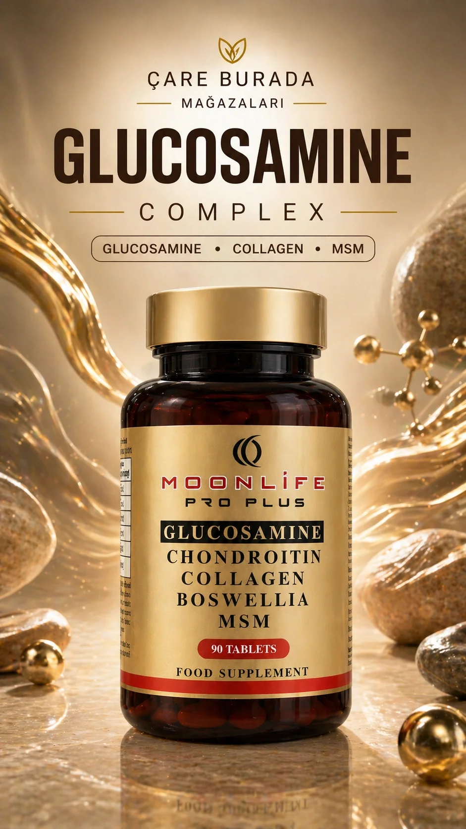 Moonlife - Glukozamin, Kondroitin, Sülfat Kapsül 90 Adet (Glukozamin & MSM & Kolajen & Akgünlük & Kondroitin)