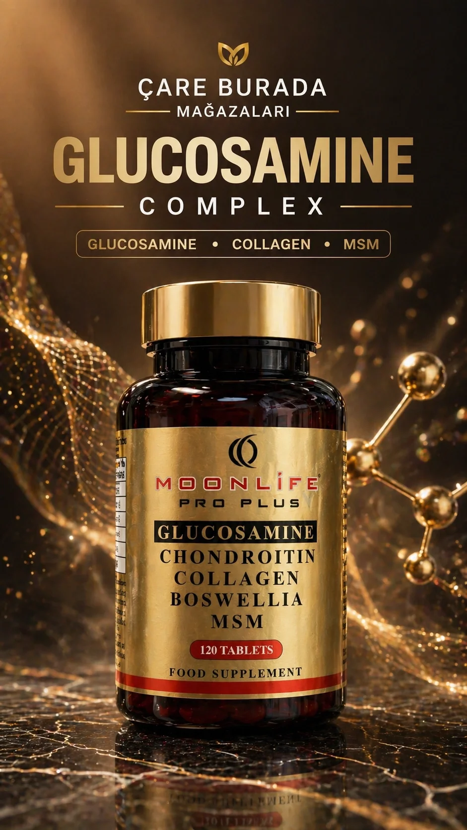 Moonlife - Glukozamin, Kondroitin, Sülfat Kapsül 120 Adet (Glukozamin & MSM & Kolajen & Akgünlük & Kondroitin)